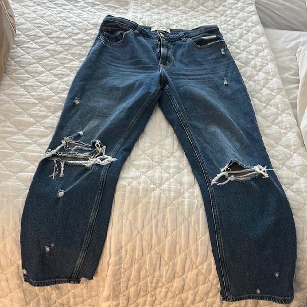 Distressed Dark Blue Ripped Jeans